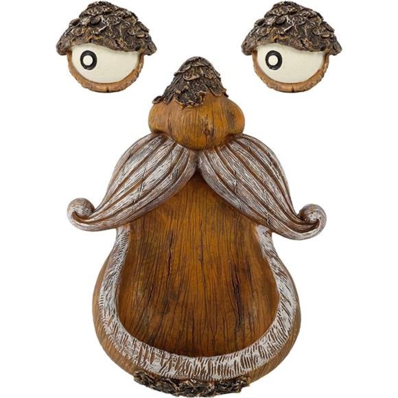 Tree Face Decor Bird Feeder Outdoor, Eyes Glow in Dark Fun Old Man Tree Hugger - Picture 6 of 6